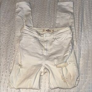 Hollister Cream Distressed Jeans